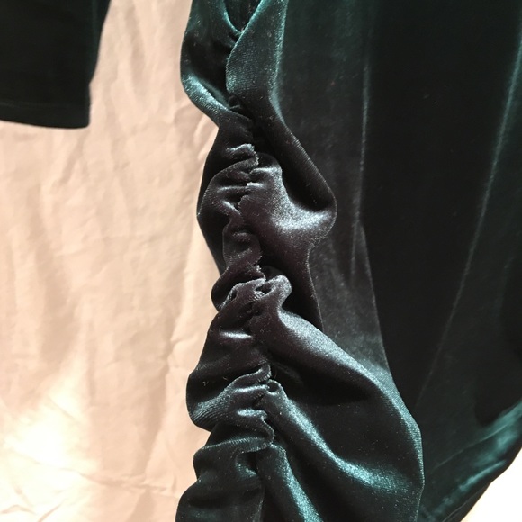 Emerald Velvet Ruched Tunic - Picture 2 of 6